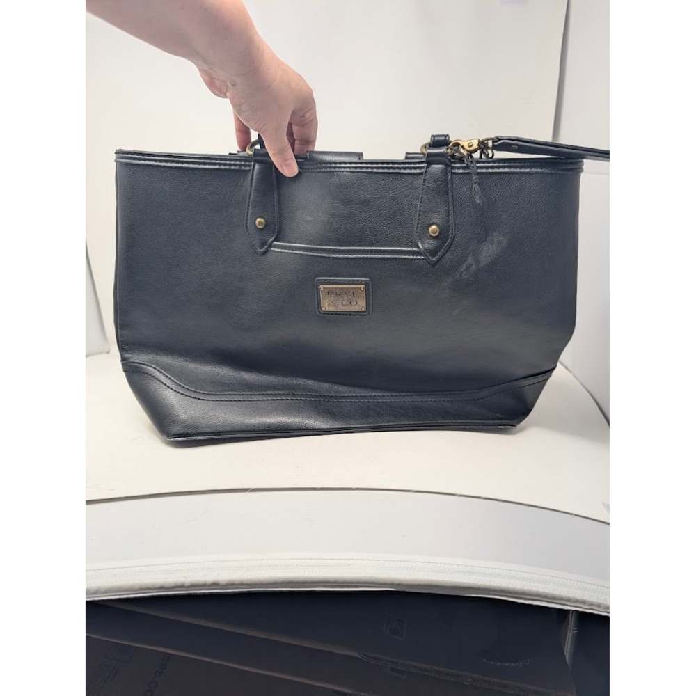 Frye and Co Core Satchel Black Faux Leather Bag purse tote